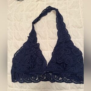 Navy Lace Halter Bralette
